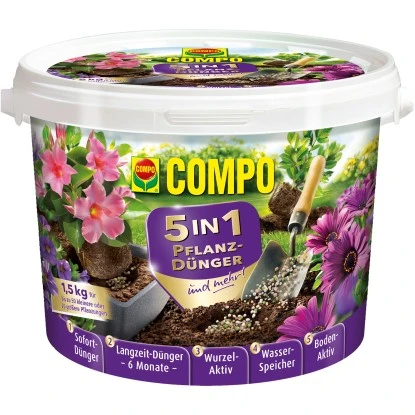 Compo 5in1 Pflanz-Dünger Und Mehr 1,5 Kg 3 Compo 5in1 Pflanz-Dünger Und Mehr 1,5 Kg